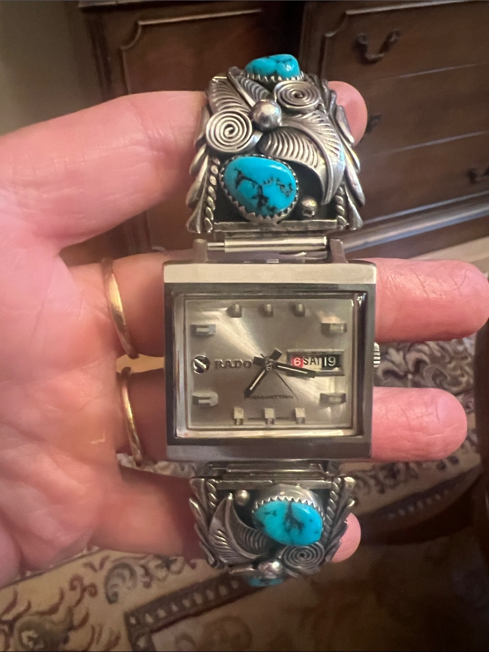 Rado Silver Watch with Sterling & Turquoise Band